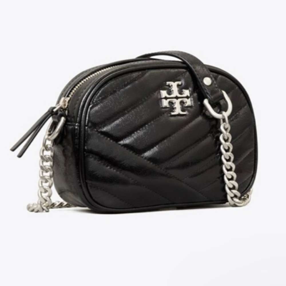 Tory Burch Kira Patent Leather Chevron Camera Crossbody Bag